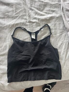 PINK Victoria's Secret Black Racerback Crop Tank